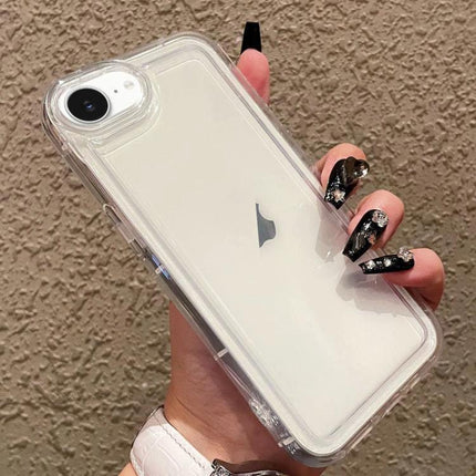 Protective Phone Case For Everyday Handling clear TPU full-body protective phone case shown on white iPhone in hand