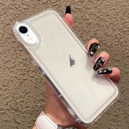 Essential Phone Case for iPhone Everyday Protection clear TPU slim full-coverage case shown on white iPhone held in hand