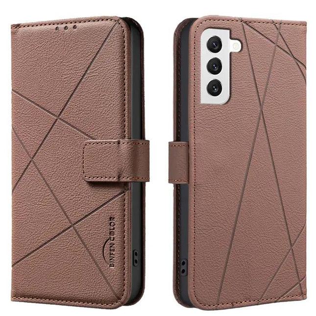 Geometric Pattern RFID PU Leather Case With Card Wallet For Galaxy S21 Series