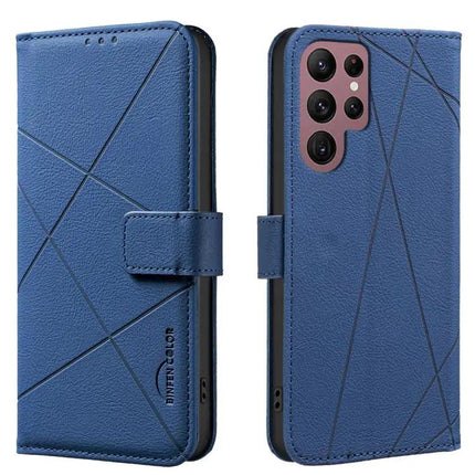 Geometric Pattern RFID PU Leather Case With Card Wallet For Galaxy S21 Series