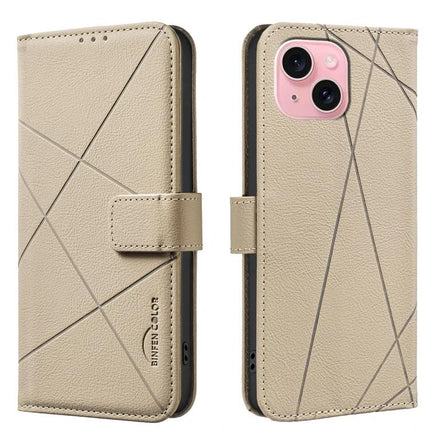 Leather Phone Case With Card Slots for Everyday Use in beige PU leather wallet style with three-card pockets and easy card retrieval
