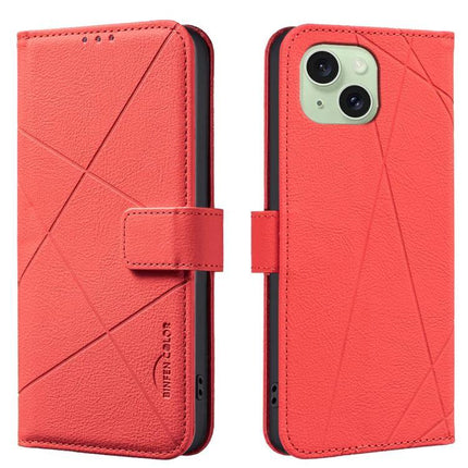 Geometric Pattern Leather Wallet Case For Everyday Carry in coral PU leather with card slots and magnetic clasp for phone protection and organization