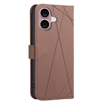 Geometric Pattern Leather Wallet Case For Everyday Carry in brown PU leather with slim card slots and protective TPU inner shell