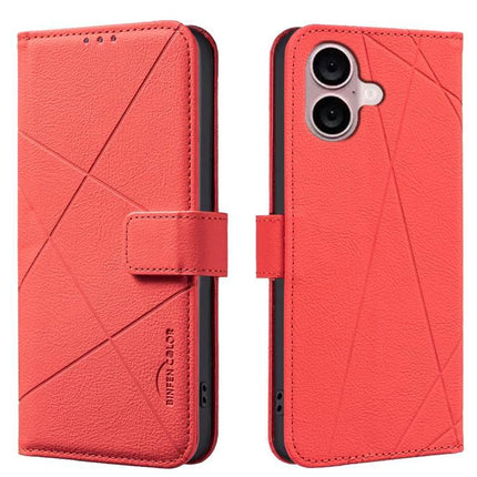Geometric Pattern Leather Wallet Case For Everyday Carry coral PU leather phone wallet with geometric stitching, card slots and magnetic closure