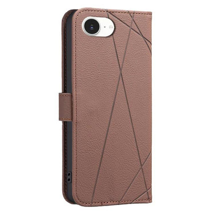 Geometric Leather Phone Case For Everyday Protection in brown genuine leather folio with geometric stitch lines