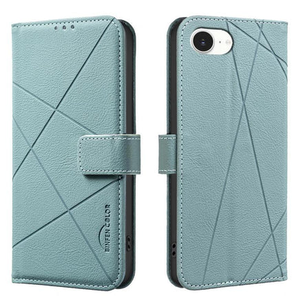 Geometric Leather Phone Case For Everyday Protection in light blue genuine leather wallet cover with geometric stitching