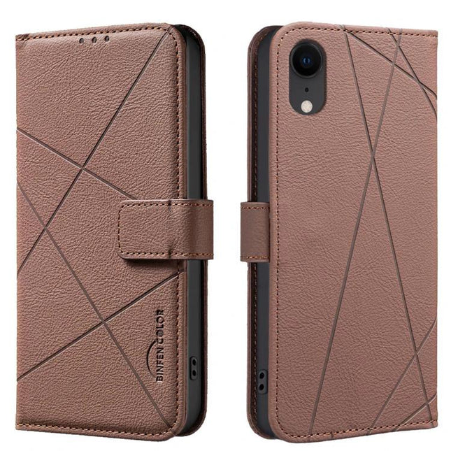 Phone Case With Card Holder For Everyday Errands - brown PU leather wallet case with three card slots and cash pocket, TPU inner shell, magnetic closure