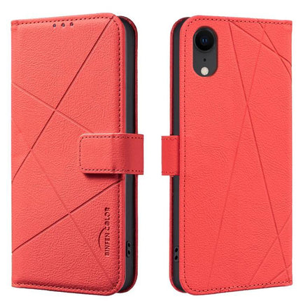 Phone Case With Card Holder For Everyday Errands in red PU leather wallet style with three card slots and cash pocket, magnetic closure, soft TPU inner shell
