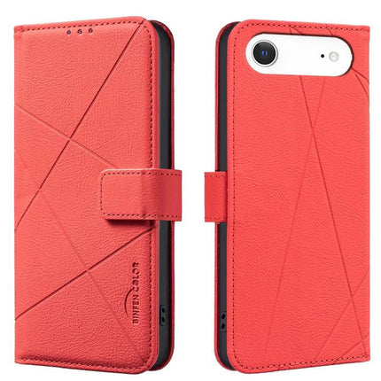 Leather Phone Case With Card And Cash Storage in red PU leather wallet style with three card slots and cash compartment, RFID protection