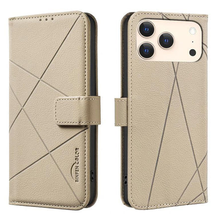 Geometric Leather Phone Case For Everyday Protection - slim natural leather wallet case with geometric stitching for travel and daily use