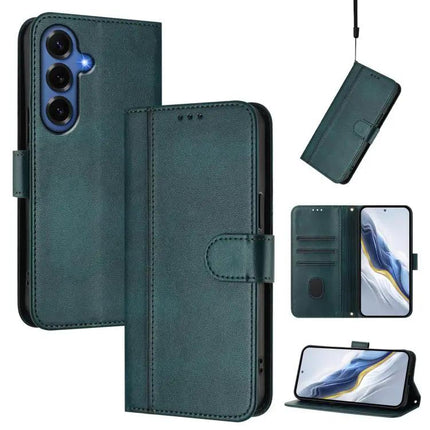Line Splicing Buckle Retro Leather Wallet Case For Galaxy S26 Plus 5G S25 Edge