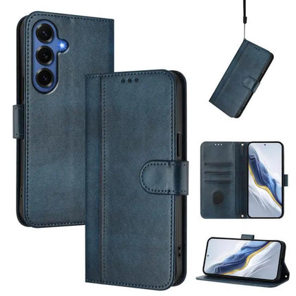 Line Splicing Buckle Retro Leather Wallet Case For Galaxy S26 Plus 5G S25 Edge