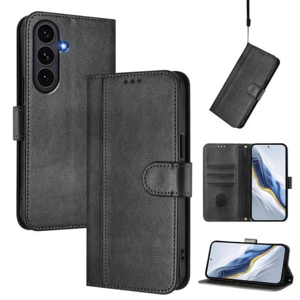 Line Splicing Buckle Retro Leather Wallet Case For Galaxy S26 Plus 5G S25 Edge