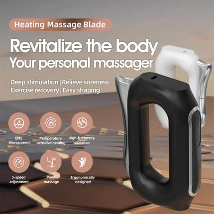 Electric Heating EMS Meridian Dredge Fascia Knife Small Massager handheld heating massage blade for shoulders back calves portable recovery