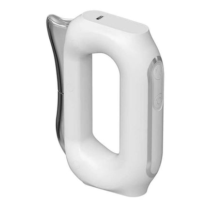 Electric Heating EMS Meridian Dredge Fascia Knife Small Massager - compact white handheld heated EMS fascia knife for shoulder and calf relief, portable 287g