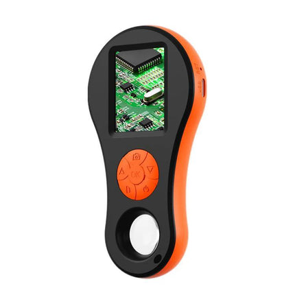 Children's Handheld Digital Microscope for Daily Exploration - Orange handheld 500X digital microscope showing circuit board on built-in screen