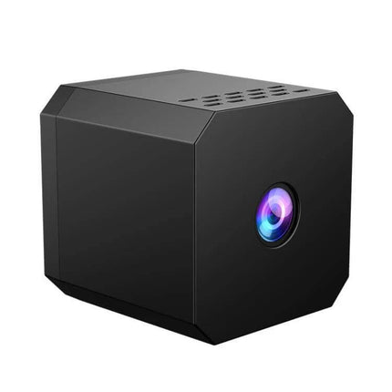Compact WiFi Mini Camera for Home Monitoring with Night Vision - small black indoor WiFi camera with night vision lens for pet and entry monitoring