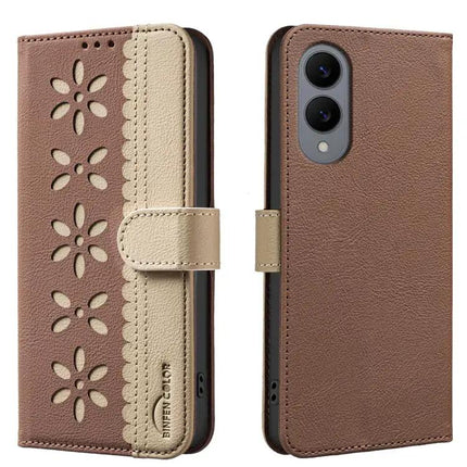 RFID Leather Case Hollow Flower Pattern For Samsung Galaxy S25 S24 5G Ultra