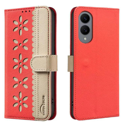 RFID Leather Case Hollow Flower Pattern For Samsung Galaxy S25 S24 5G Ultra