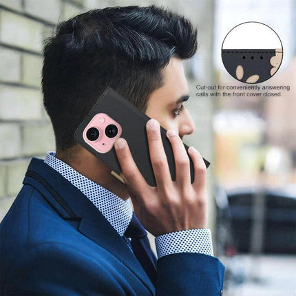 Leather Phone Case With Card And Cash Storage For Daily Errands Compact Wallet Alternative Everyday Use - PU leather wallet case showing man holding phone with card slots