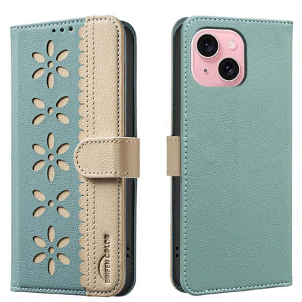 Leather Phone Case With Card And Cash Storage For Daily Errands Compact Wallet Alternative Everyday Use teal bifold PU leather wallet case with floral cutouts and card slots