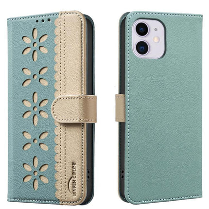 Leather Phone Case With Card And Cash Slots For Everyday Use - teal PU leather wallet case with three card slots and cash pocket, floral cutout