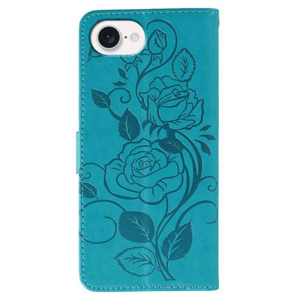 Turquoise floral wallet-style Leather Phone Case for Daily Protection with two card slots, cash compartment and built-in kickstand