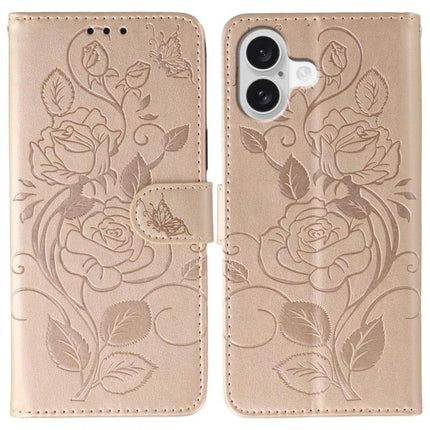 Leather Phone Case for Daily Protection with embossed rose pattern, two card slots, cash pocket and kickstand in beige PU leather