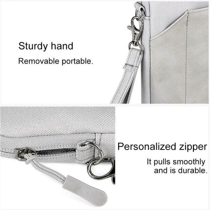 Portable Felt Sleeve Case for Protecting Up to 10.8-Inch Tablets - light gray felt sleeve with removable strap, sturdy hand, personalized zipper