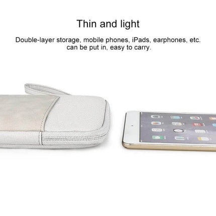 Portable Felt Sleeve Case for Protecting Up to 10.8-Inch Tablets slim felt sleeve shown next to 10.8-inch tablet, double-layer storage, thin and light