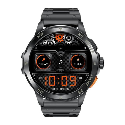 Versatile Smart Watch for Everyday Health and Fitness Monitoring - black metal smartwatch showing steps, heart rate, time and activity widgets