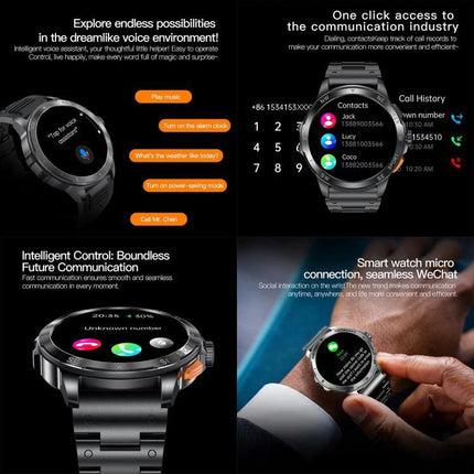 Versatile Smart Watch for Everyday Health and Fitness Monitoring - sleek round smartwatch showing heart rate, activity tracking, calls and notifications