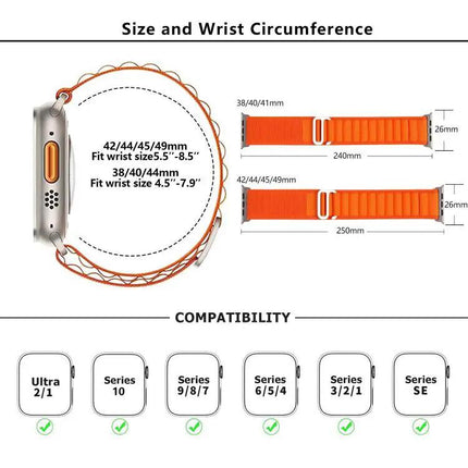 Adjustable Nylon Loop Watch Band For Apple Watch 38–49mm