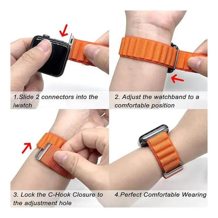 Adjustable Nylon Loop Watch Band For Apple Watch 38–49mm