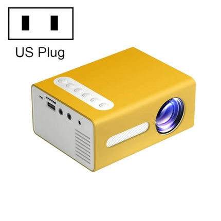 Portable Projector for Home Movies, Gaming, and Multimedia - compact yellow mini projector with US plug