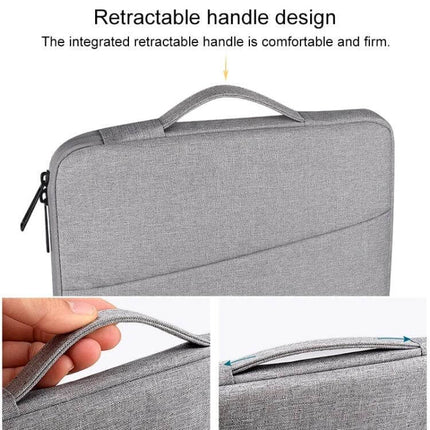 Waterproof Felt Protective Carrying Case for 15.6 Inch Laptops with retractable handle, grey polyester, water-resistant travel sleeve