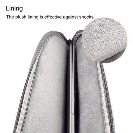 Waterproof Felt Protective Carrying Case for 15.6 Inch Laptops showing plush grey lining protecting laptop interior