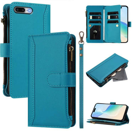 Practical Leather Phone Case With Card Organizer For Daily Essentials On The Go Anytime - teal wallet phone case with zipper, card slots, wrist strap