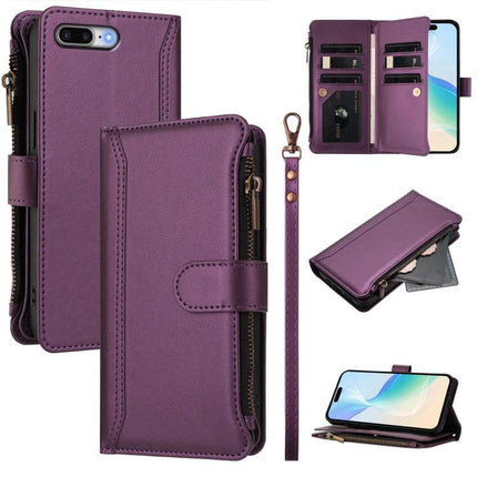 Practical Leather Phone Case With Card Organizer For Daily Essentials On The Go Anytime purple zip wallet case with wrist strap and multiple card slots