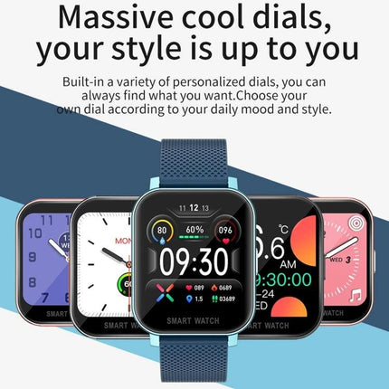 Smart Watch for Everyday Health and Activity Tracking showing multiple personalized dials and Bluetooth phone notifications