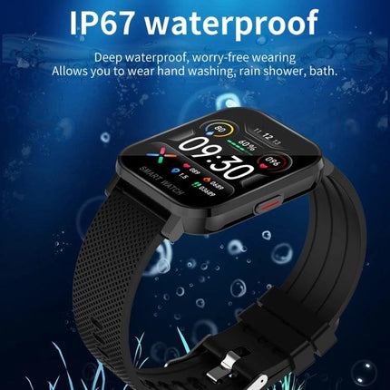 Smart Watch for Everyday Health and Activity Tracking showing waterproof IP67 design with activity and heart rate display