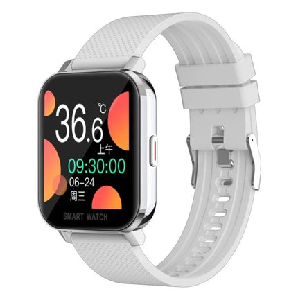 Smart Watch for Everyday Health and Activity Tracking - white silicone band showing heart rate, steps and notifications on screen