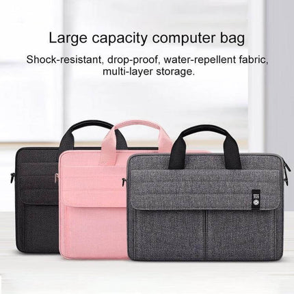 Handheld Nylon Laptop Carrying Case for Up to 15.6-Inch Devices - three-color padded nylon briefcase with handles, front pockets and water-repellent fabric