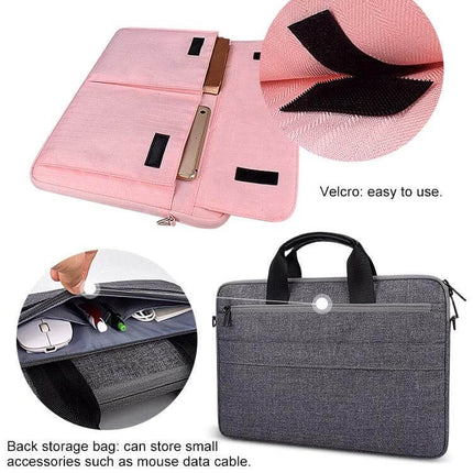 Handheld Nylon Laptop Carrying Case for Up to 15.6-Inch Devices in pink and gray, padded compartments and accessory pockets for commuting