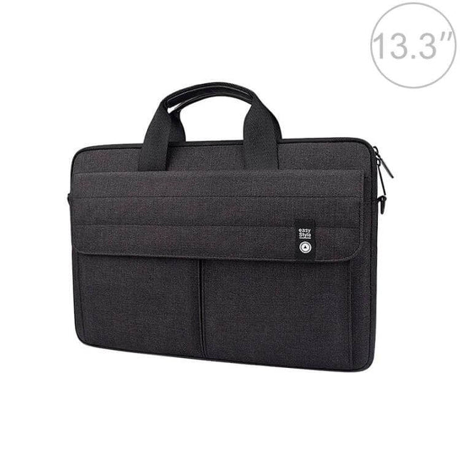Handheld Nylon Laptop Carrying Case for Up to 15.6-Inch Devices — black padded nylon briefcase with handles, front pockets and zipper for commuting