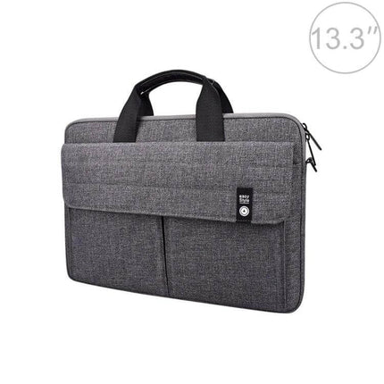 Handheld Nylon Laptop Carrying Case for Up to 15.6-Inch Devices in grey with dual handles, front pocket and zipper for commuting and travel protection