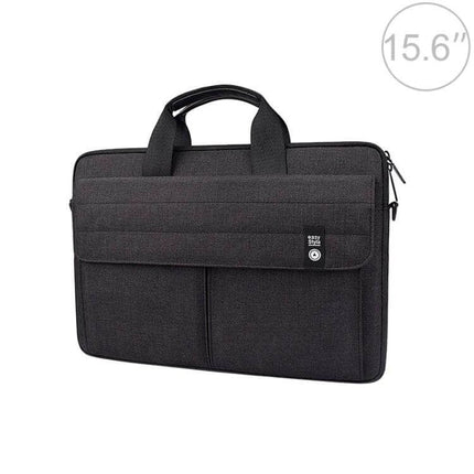 Handheld Nylon Laptop Carrying Case for Up to 15.6-Inch Devices - black nylon sleeve with handles, front pockets and zipper for commuting and travel
