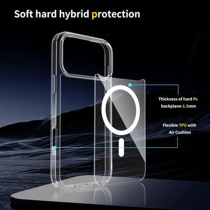 iPhone Case Slim Everyday Protection clear MagSafe-compatible hybrid TPU PC case showing flexible edge and hard backplate