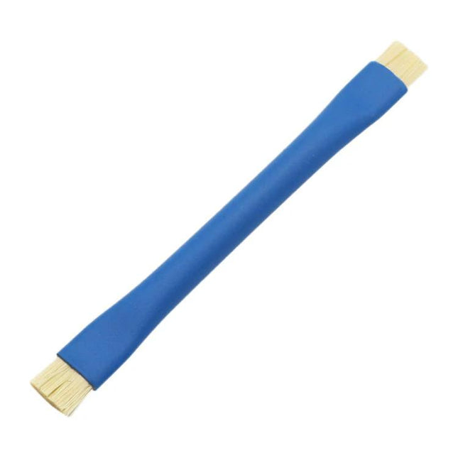Anti-Static Hard Brush for Cleaning Electronics Components - blue double-ended hard-bristle brush for safely cleaning PCBs, motherboards, smartphones