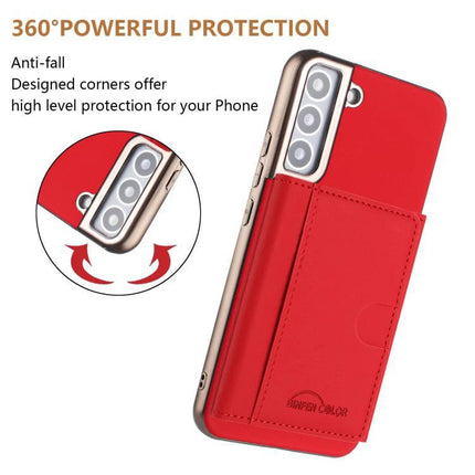Magnetic Phone Case With Card Storage For Daily Use red protective wallet case with fold-out stand and 360° corner protection